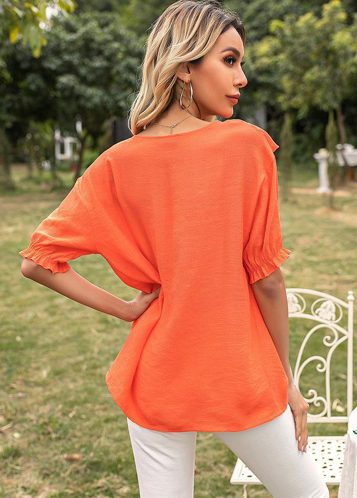 Flouncing Round Neck Short Sleeve T-shirt