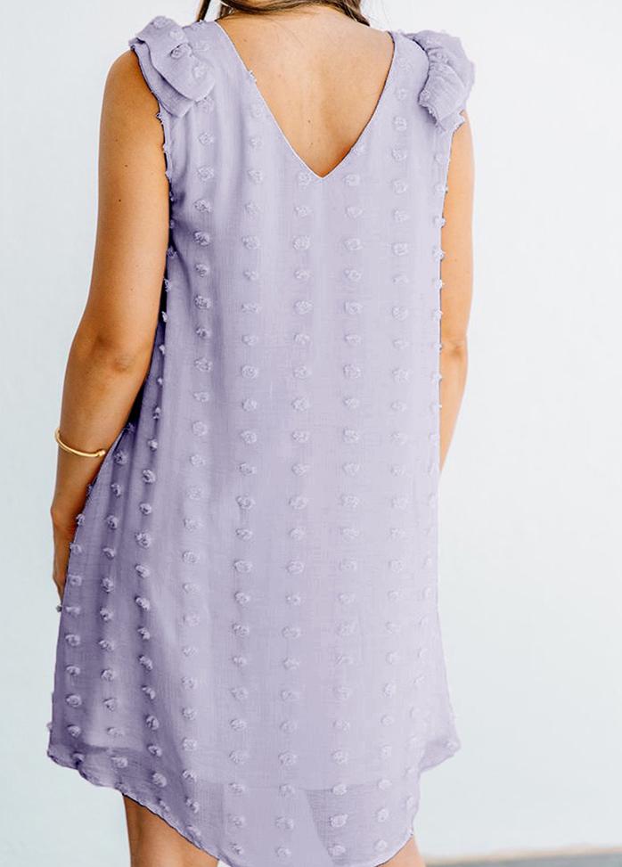 Flouncing V Neck Sleeveless Mini Dress