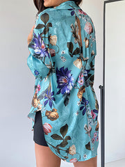 Women's Blouses Fashion Lapel Printed Long Sleeve Blouse
