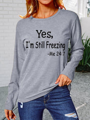 Long Sleeve Casual Freezing Printed Top