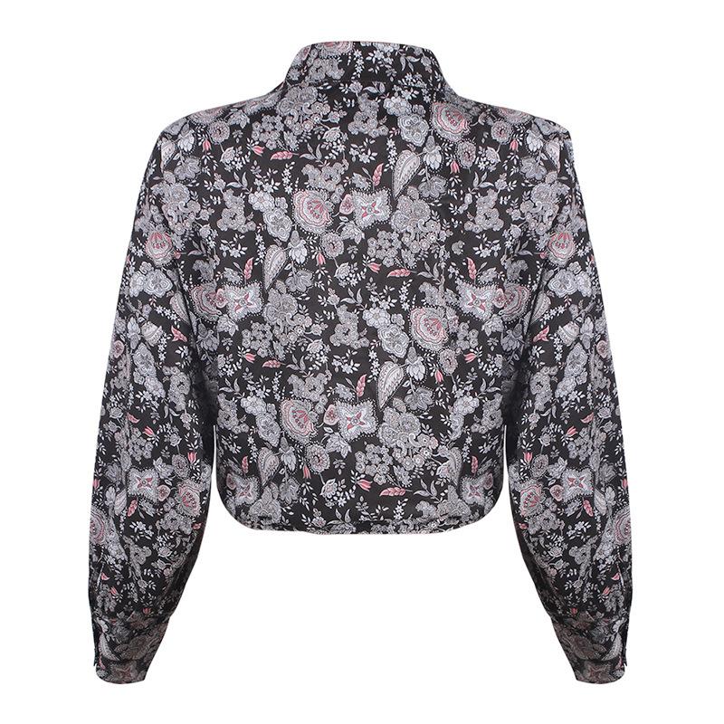 Tie Front Floral Long Sleeve Blouse Top