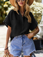 Women's Blouses Thin Section V Neck Casual Solid Color Loose Blouse