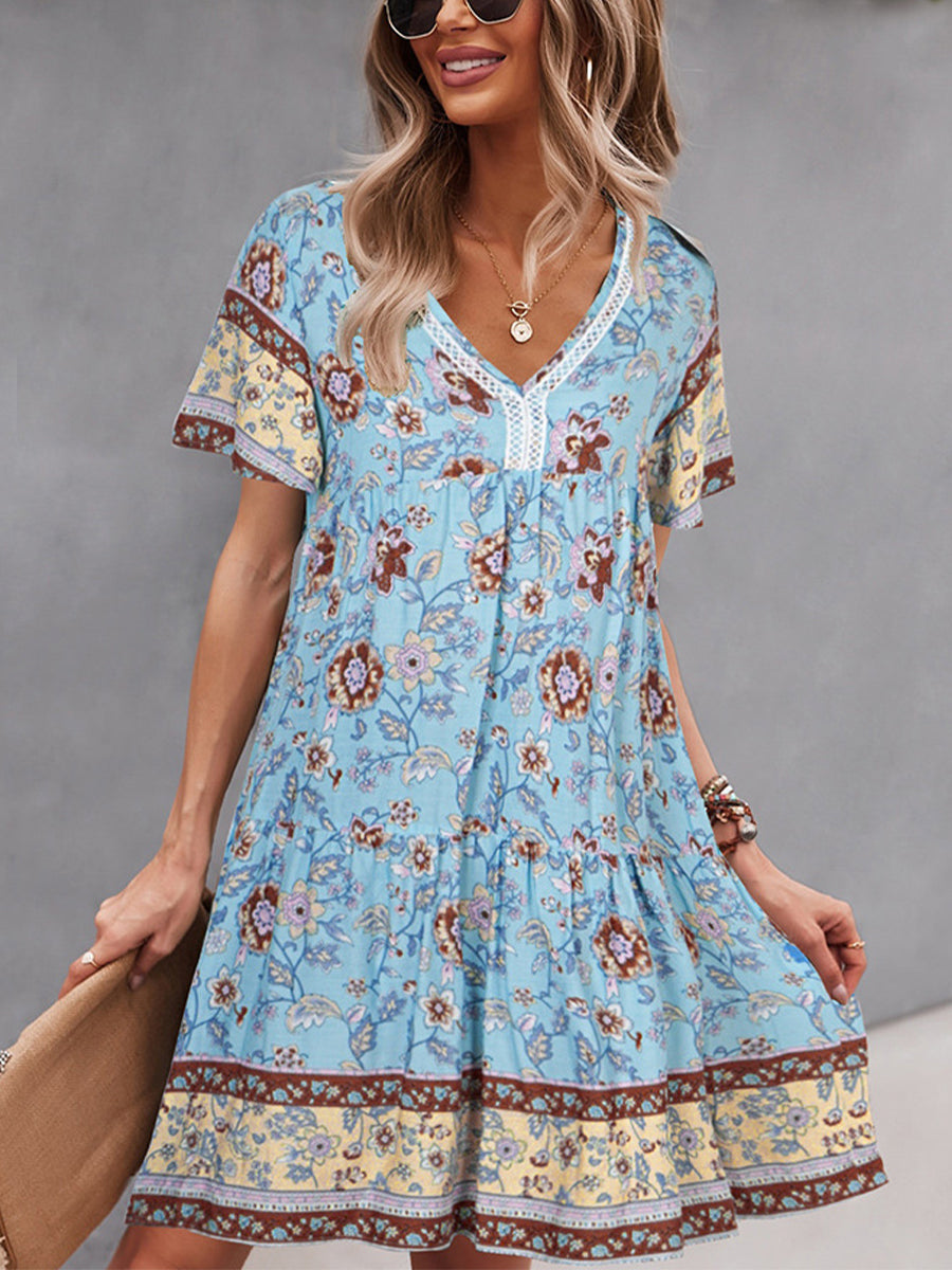 Women's Dresses Fashion Casual Printed Holiday Mini Dress