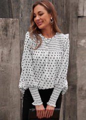 Long Sleeve Round Neck Printed Blouse
