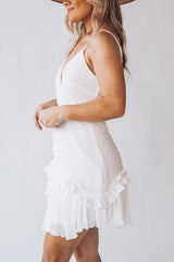 Textured Ruffles Slip Mini Dress