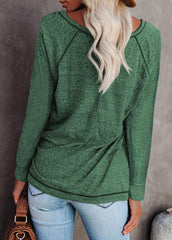 Long Sleeve Round Neck Patchwork T-shirt