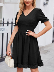 Women's Dresses Jacquard V Neck Waist Slim Beach Casual Fashion Mini Dress