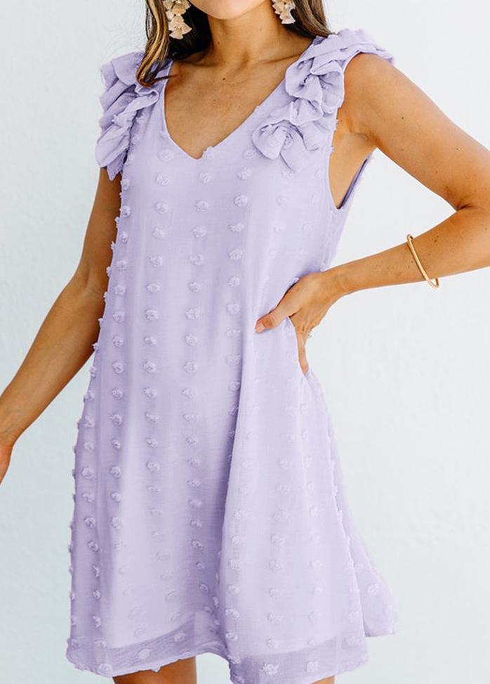 Flouncing V Neck Sleeveless Mini Dress