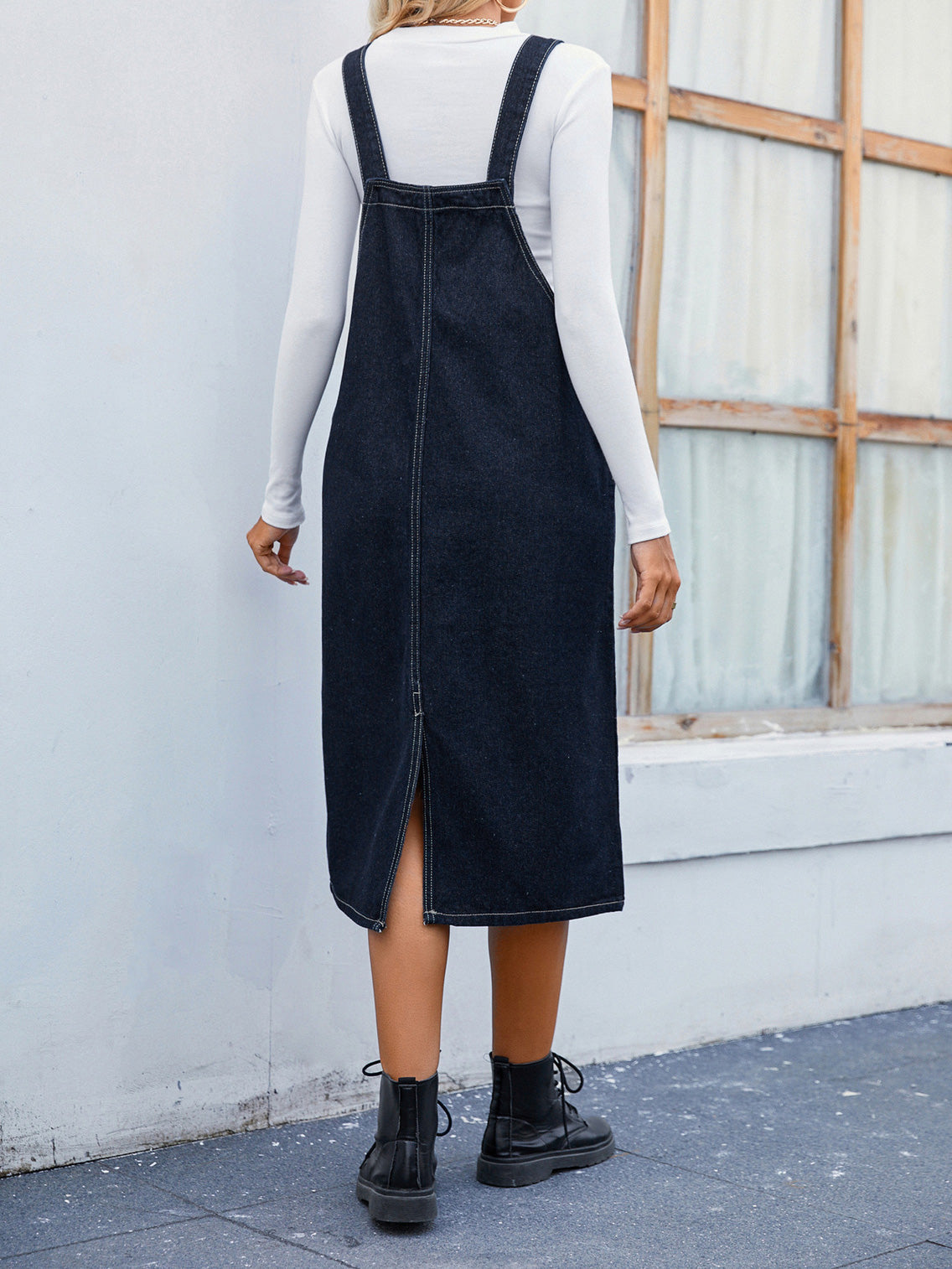 Women's Dresses Casual Pocket Denim Suspender Dress