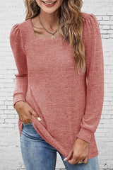 Square Neck Long Sleeve T Shirt
