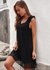 Flouncing V Neck Sleeveless Mini Dress
