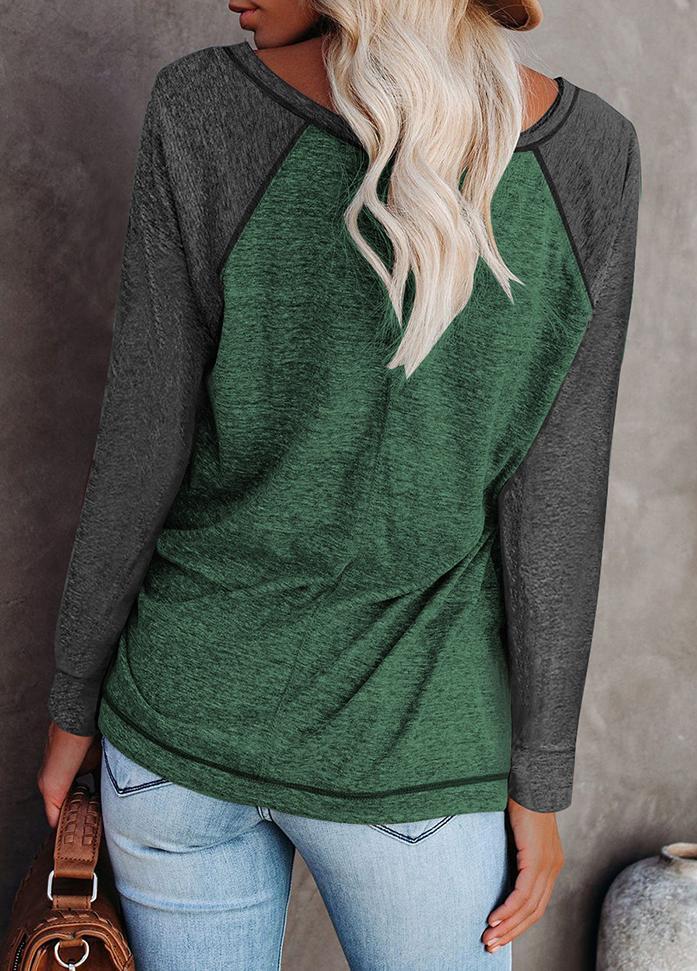 Long Sleeve Round Neck Patchwork T-shirt