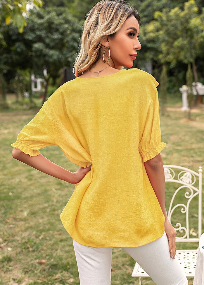 Flouncing Round Neck Short Sleeve T-shirt