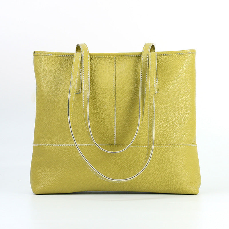 Women Leather Shoulder Large Simple Layer Cowhide Shoulder Bags