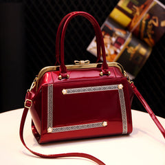 Women's Classic Bright Leather Large Shoulder Handbags
