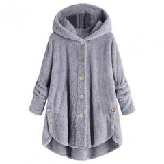 Button Down Sherpa Fleece Hoodie Sweater Pullover
