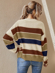 Color Block Round Neck Sweater