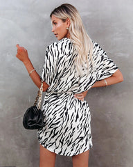 Button Down Short Sleeve Waist Wrap Mini Dress