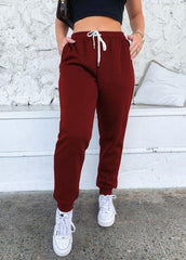 Casual Lace-up Solid Color Pants