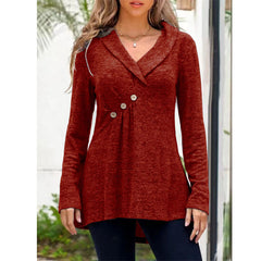 Casual Long Sleeve Lapel Collar Blouse Top