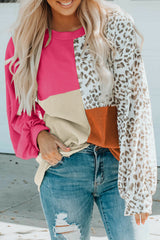 Colorblock Long Sleeve O-Neck Printed Loose Sweatshirt