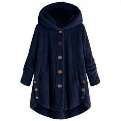 Button Down Sherpa Fleece Hoodie Sweater Pullover