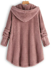 Button Down Sherpa Fleece Hoodie Sweater Pullover