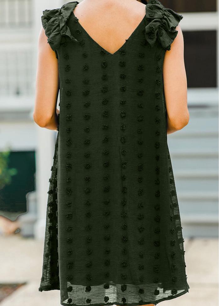 Flouncing V Neck Sleeveless Mini Dress