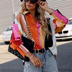 Elegant Turn Down Collar Button Printed Shirt