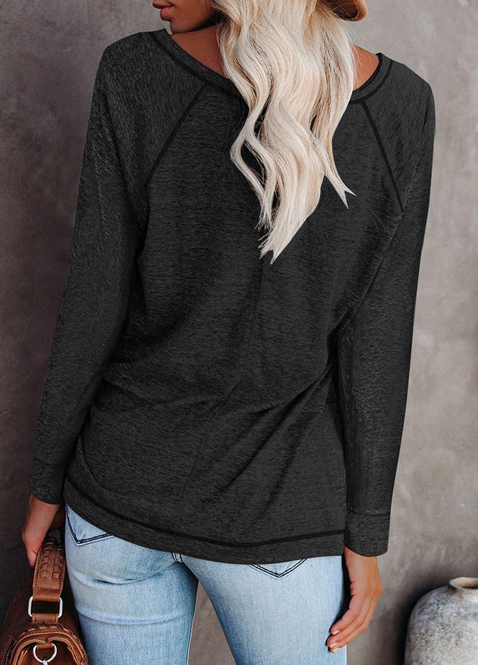 Long Sleeve Round Neck Patchwork T-shirt