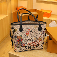 Female Bear Graffiti Spring Large Tote Bags