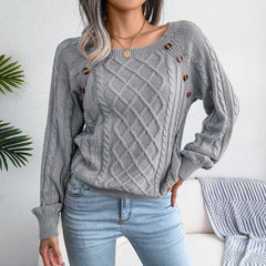 Long Sleeve Scoop Neck Knitted Solid Sweatshirt