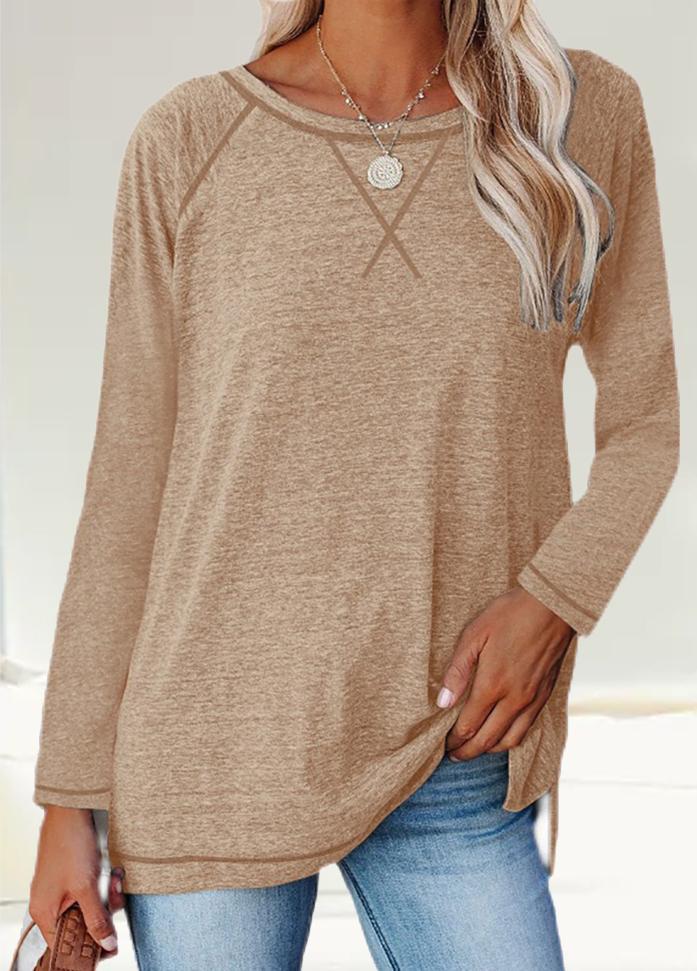 Long Sleeve Round Neck Patchwork T-shirt