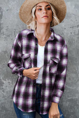 Casual Plaid Button Down Front Pocket Shirt