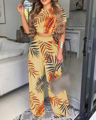 Floral Print Wide Leg Casual Pants