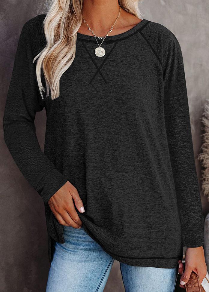 Long Sleeve Round Neck Patchwork T-shirt