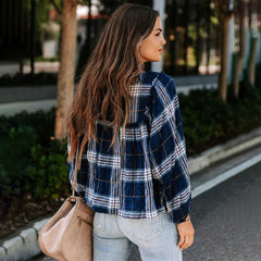 Casual Long Sleeve Scoop Neck Striped Blouse Top