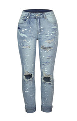 Casual Long Ripped Denim Jeans