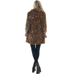 Leopard Print Long Sleeve Open Front Jacket Coat