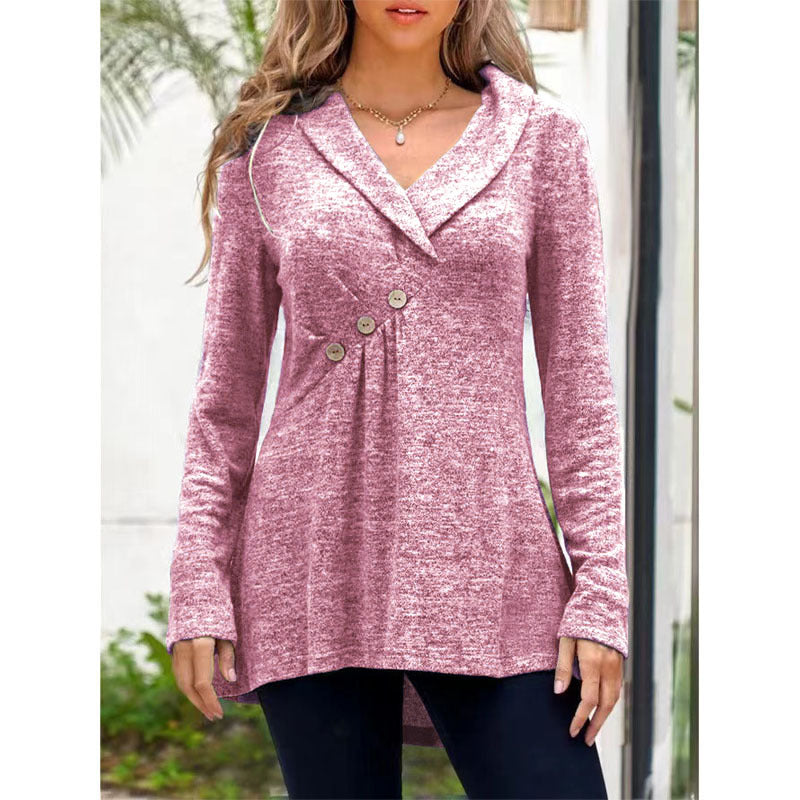 Casual Long Sleeve Lapel Collar Blouse Top