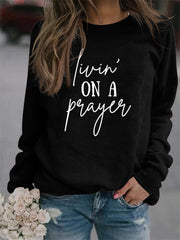 Crew Neck Long Sleeve Letter Print Loose Sweatshirt