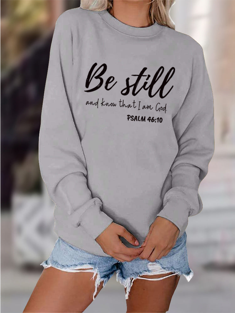 Letter Print Long Sleeve O-Neck Loose Sweatshirt