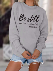 Letter Print Long Sleeve O-Neck Loose Sweatshirt