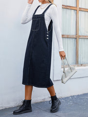 Women's Dresses Casual Pocket Denim Suspender Dress