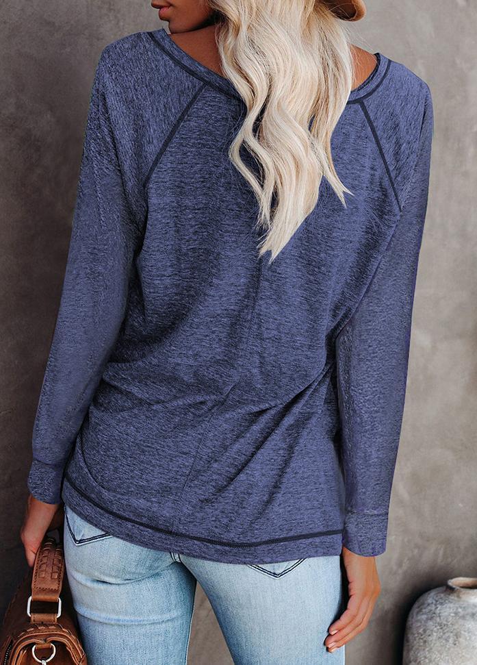 Long Sleeve Round Neck Patchwork T-shirt