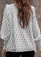 Long Sleeve Round Neck Printed Blouse