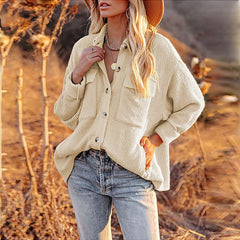 Corduroy Button Down Casual Blouses Top