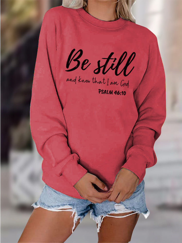 Letter Print Long Sleeve O-Neck Loose Sweatshirt