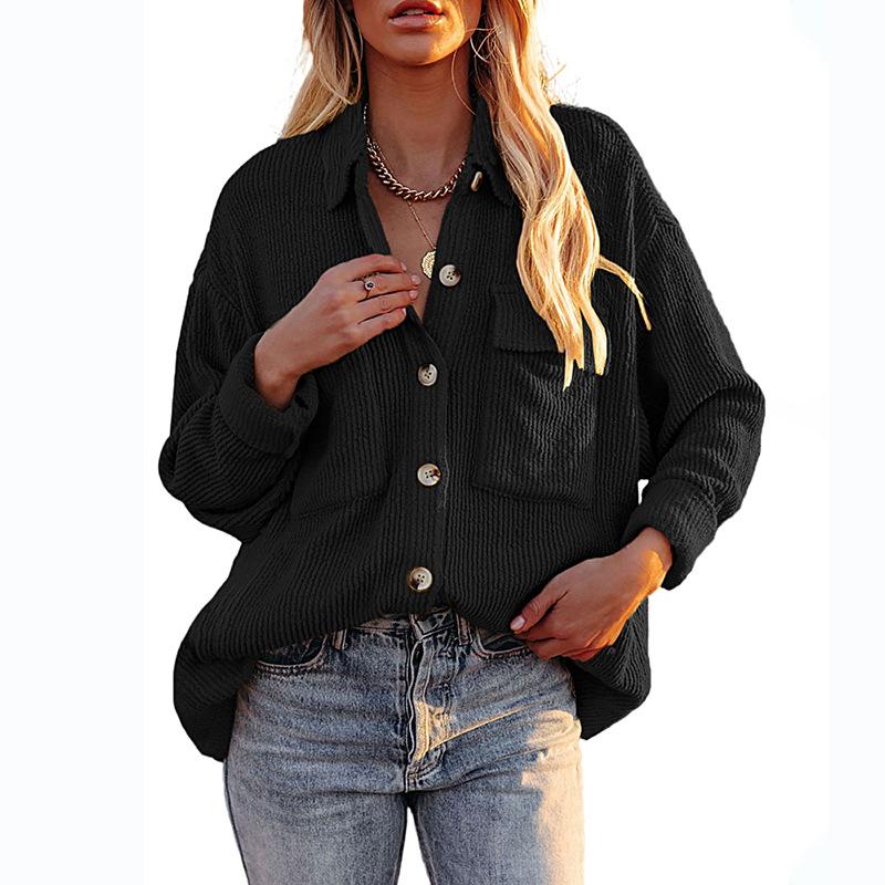 Corduroy Button Down Casual Blouses Top