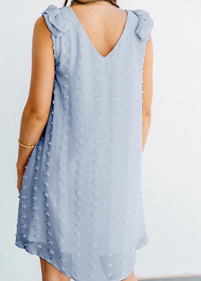 Flouncing V Neck Sleeveless Mini Dress
